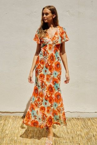 Coral Garden Maxi Dress