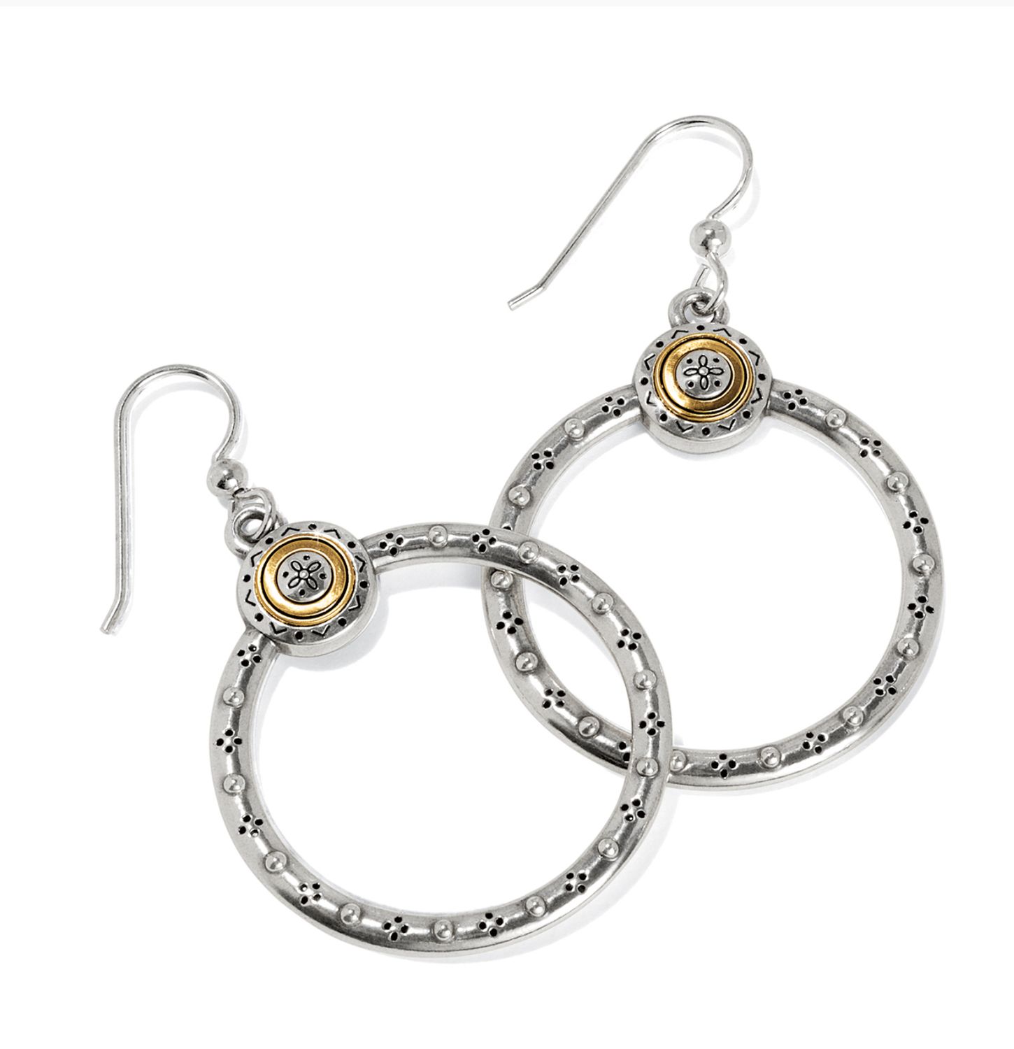 Mosaic Two Tone French Wire Hoop Earring