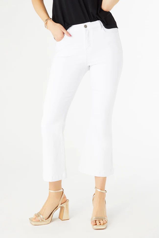 Becket Crop Flare White, Size: Medium