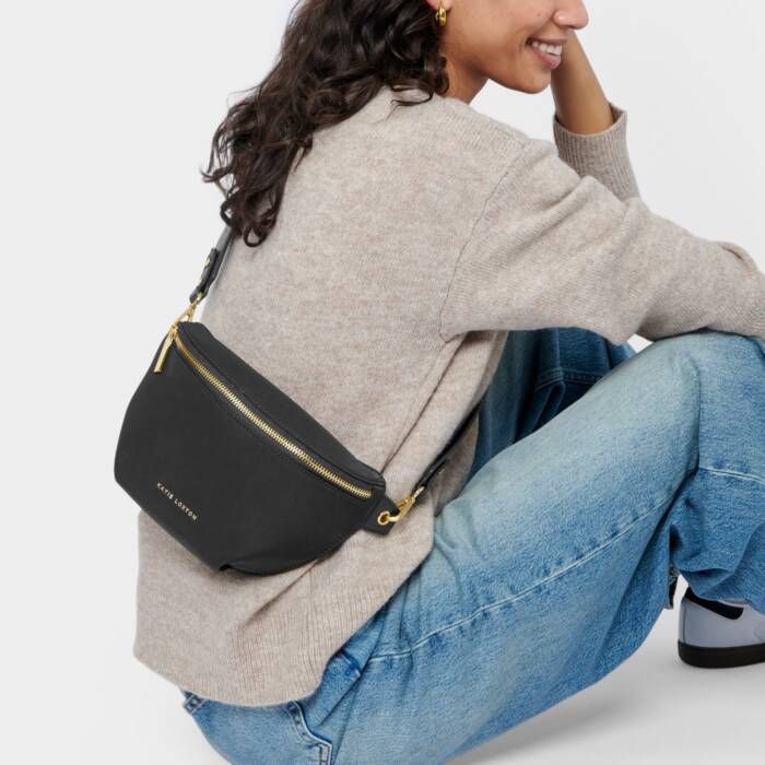 Nylon-Luxe Belt Bag, Color: Black