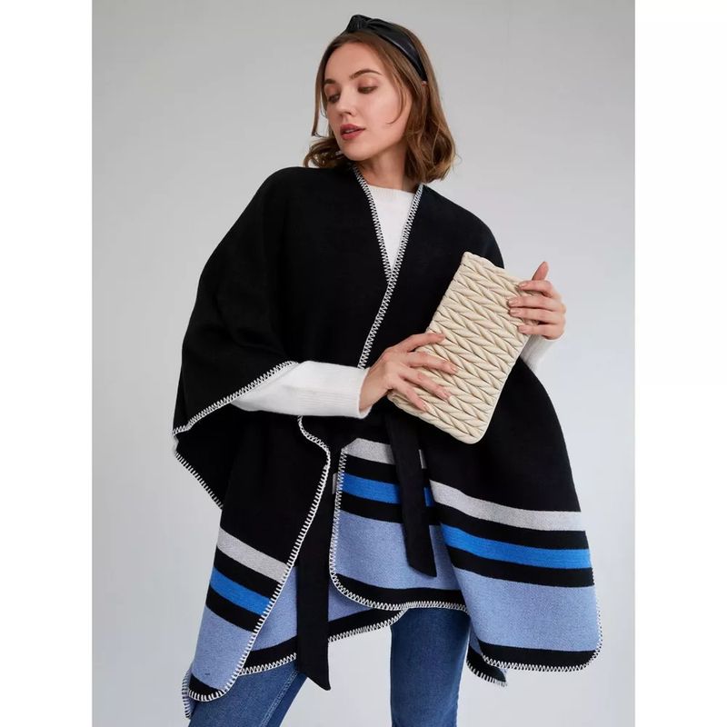 Twila Belted Cape Black