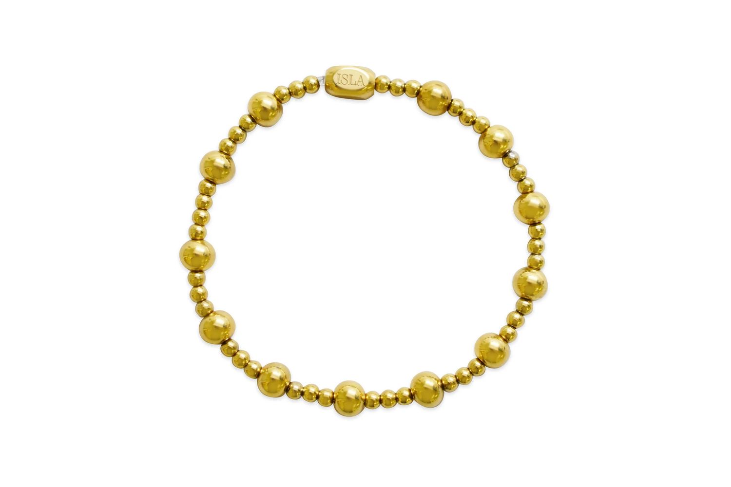 Plain Ball Combo 3+6mm Stretch Bracelet, Color: PVD Gold