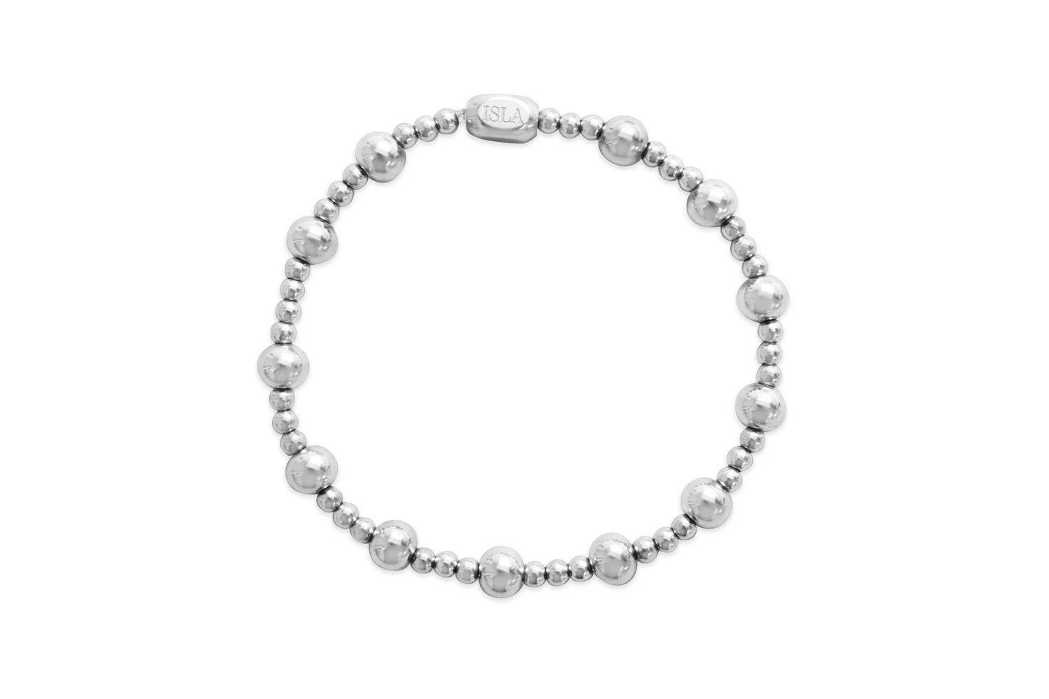 Plain Ball Combo 3+6mm Stretch Bracelet, Color: PVD Steel