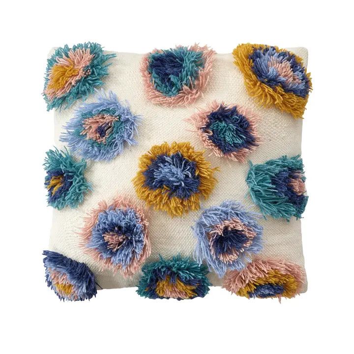 Shaggy Pom Pom Pillow  18x18