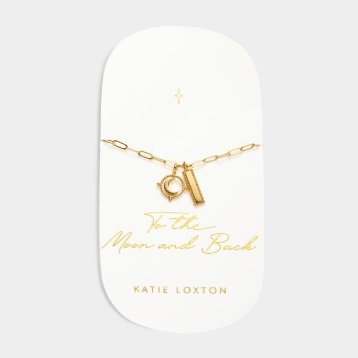 To The Moon &amp; Back Charm Bracelet Gold 7 1/16&quot;