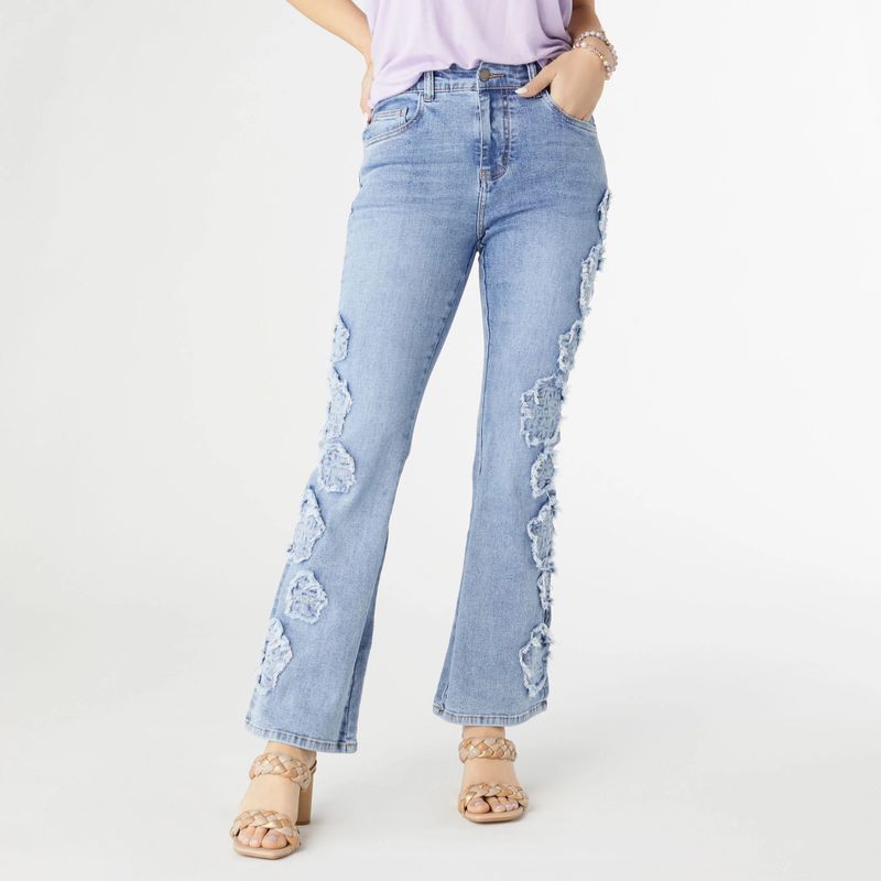 Everstretch Baby Bootcut Ankle Side Flower Denim
