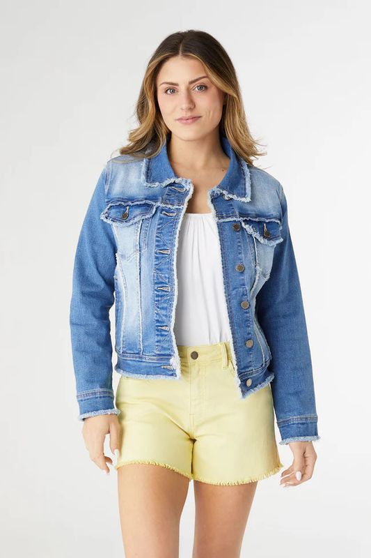 Everstretch Denim Jacket With Fringe