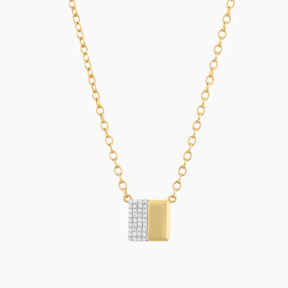 Half &#39;n&#39; Half Block Pendant Necklace