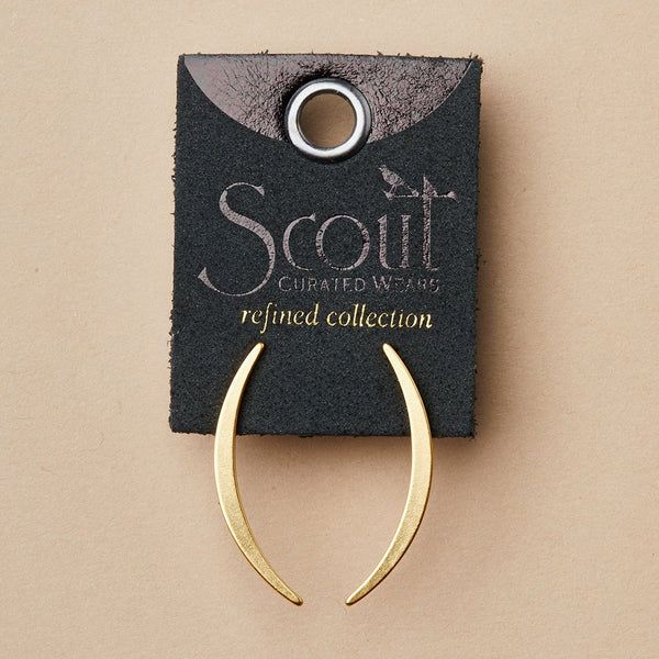 Gibbous Slice Stud Earrings, Color: Gold
