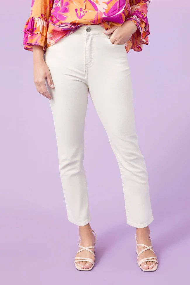 Coco Straight Ankle Pant Vintage White, Size: S