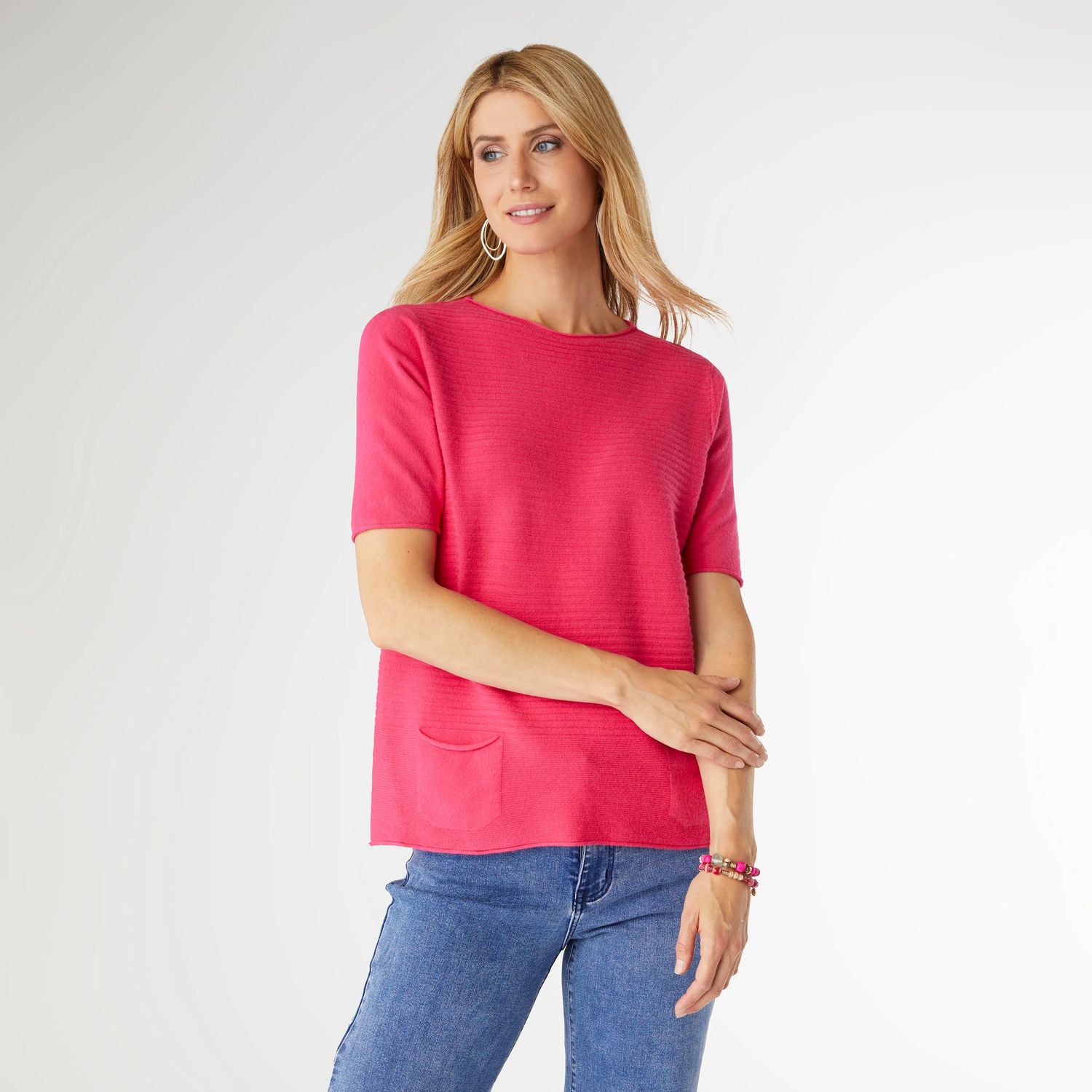 Heavenly-Luxe Short Sleeve Top Pink, Size: S/M