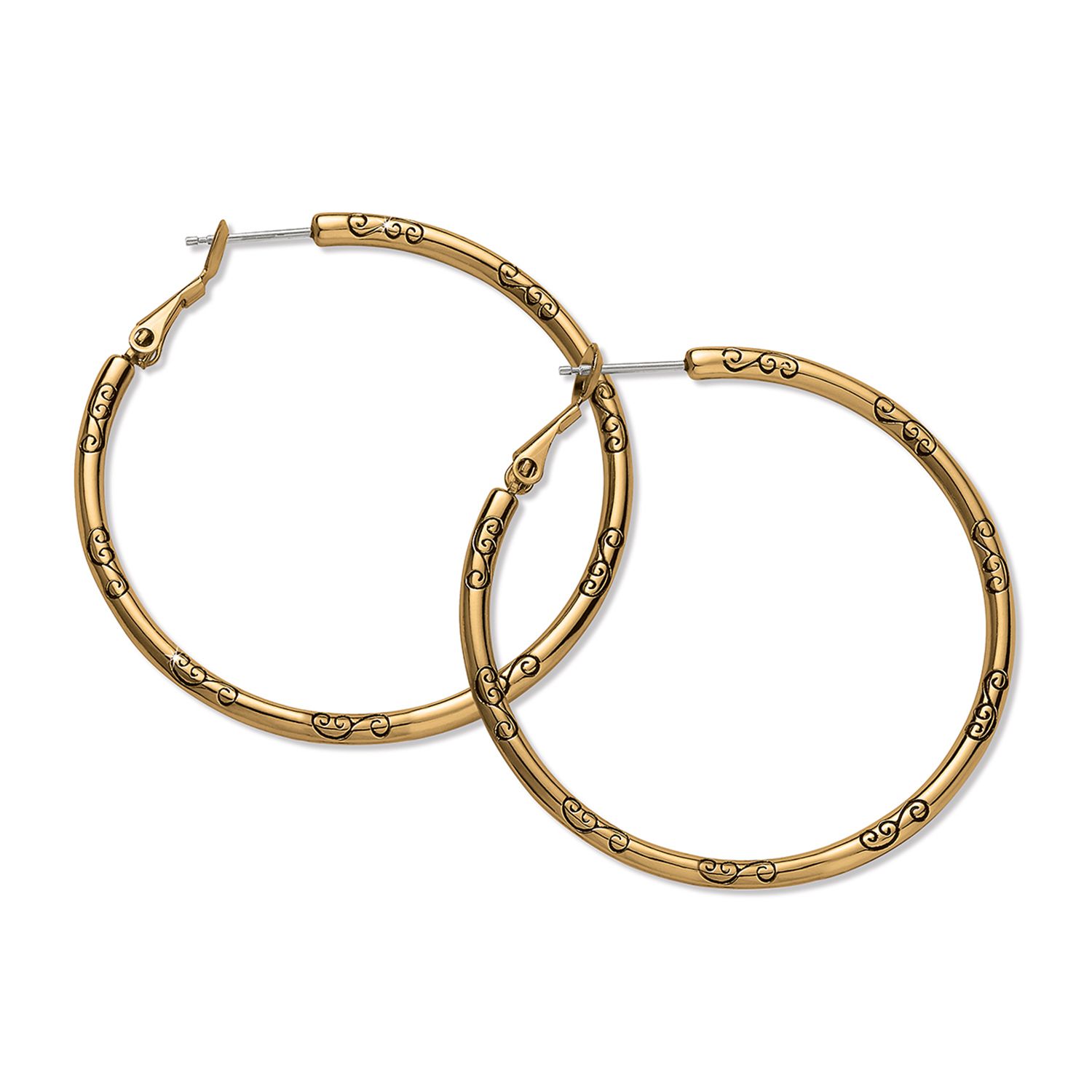Large Gold Hoop Charm Earrings