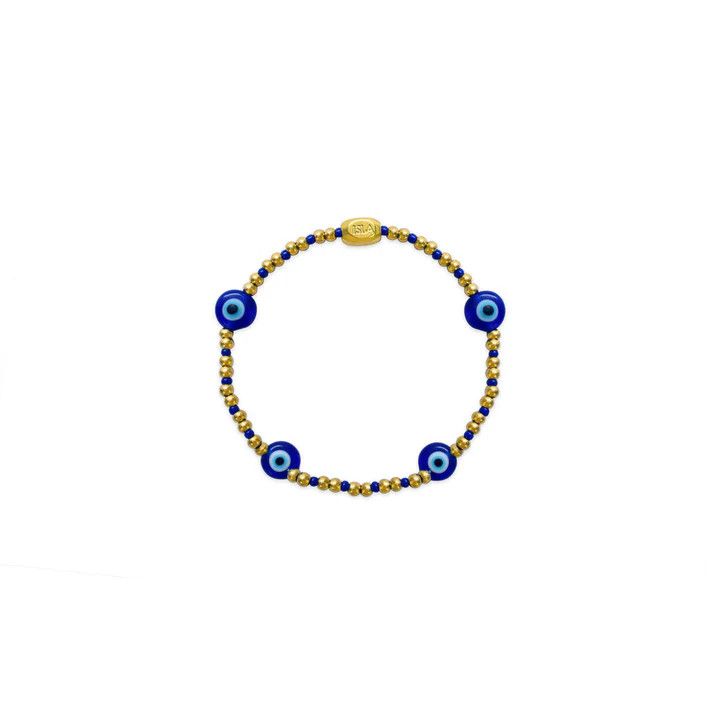 Here &amp; There - Mediterranean Striped Cobalt Blue Stretch Bracelet