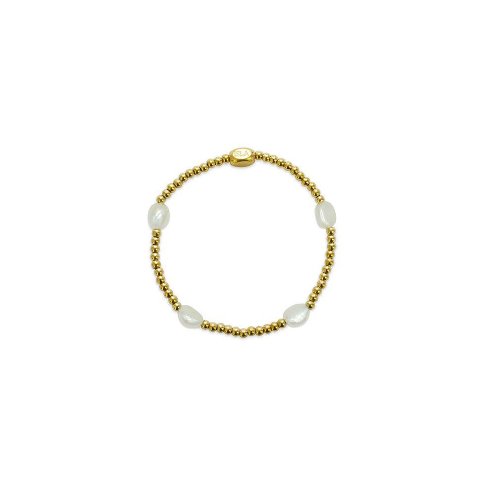 Here &amp; There - Pearl Stretch Bracelet PVD Gold