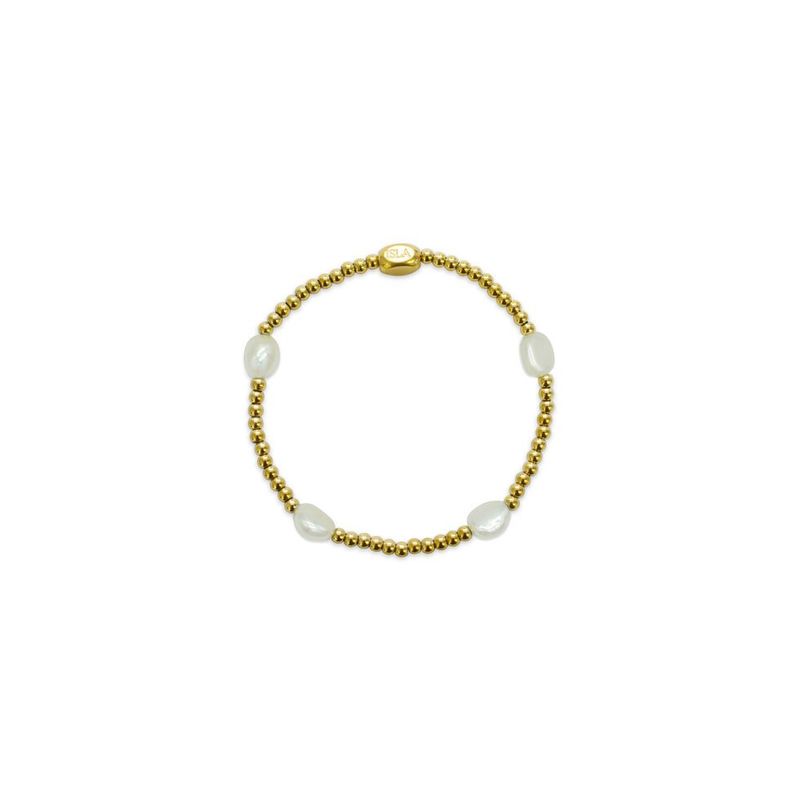 Here &amp; There - Pearl Stretch Bracelet PVD Gold