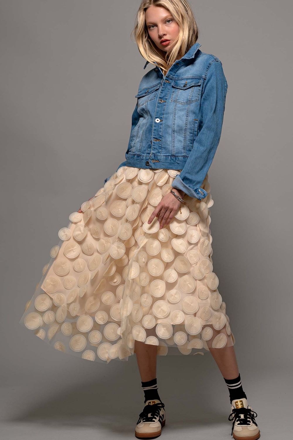 Tulle Midi Skirt Ivory
