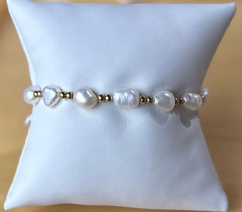 All In - Pearl Stretch Bracelet PVD Gold