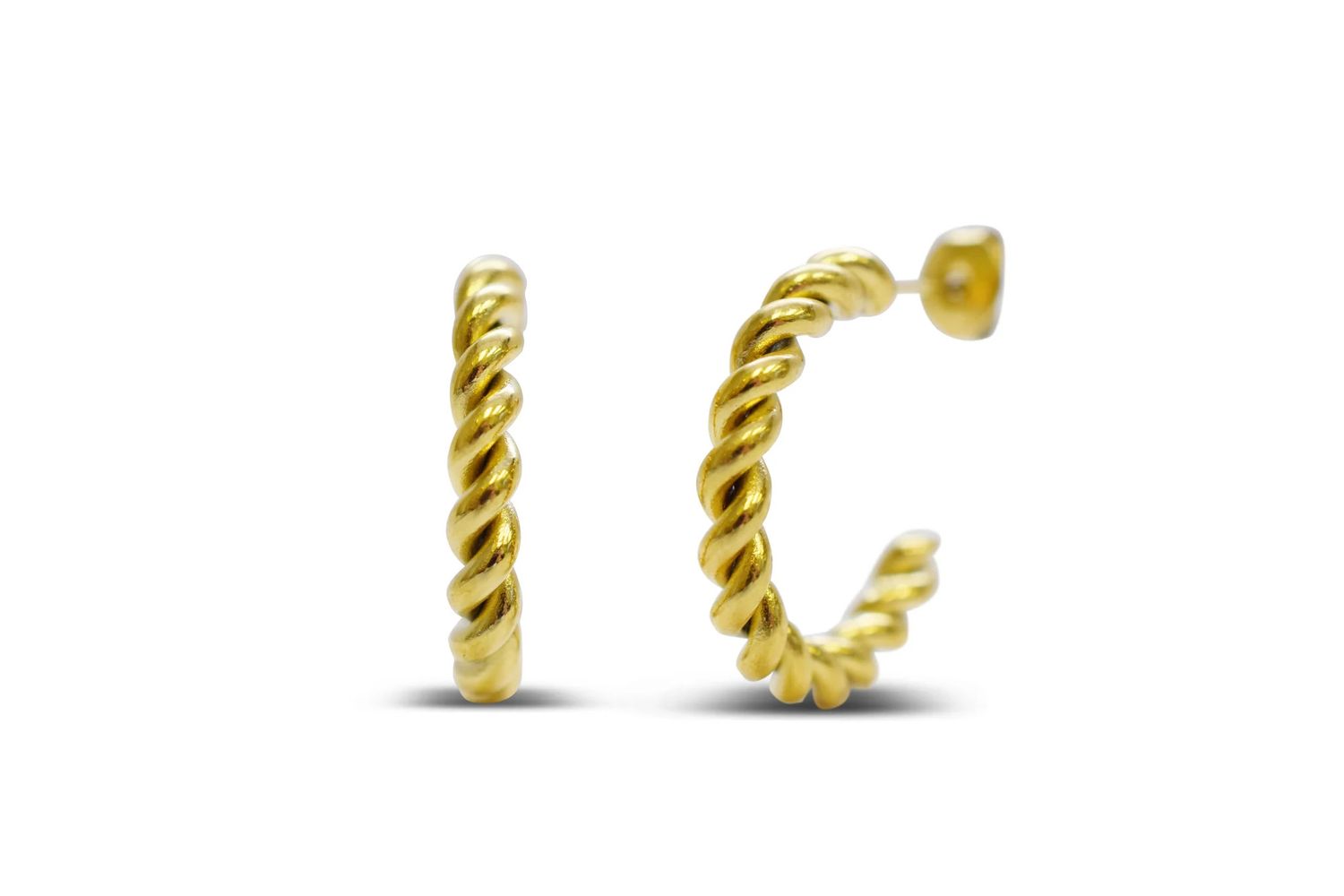 Totally Twisted Hoop Earrings, Color: PVD Gold