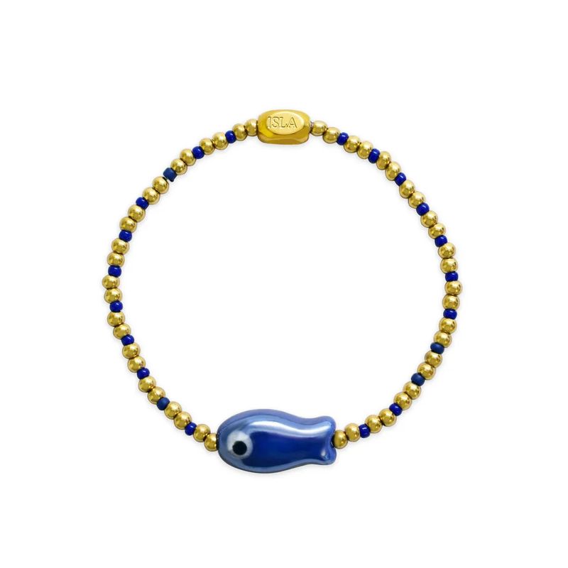 Cobalt Lucky Fish Stretch Bracelet