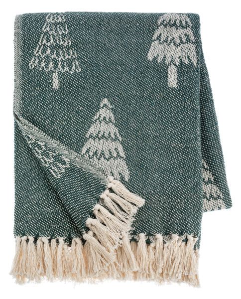 Woven Green Tree Throw 50&quot;x 60&quot;