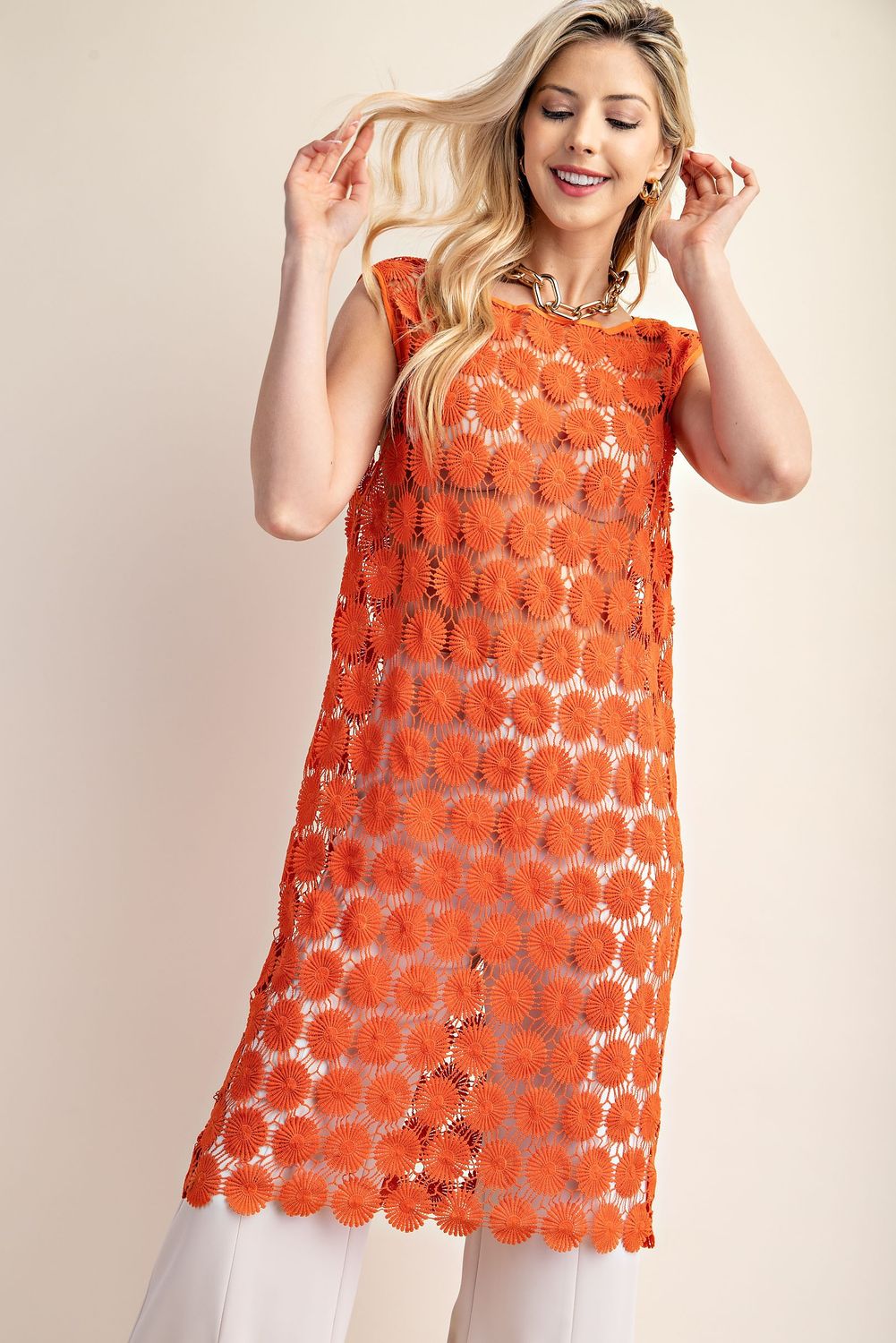 Orange Daisy Cut Out Tunic/Dress