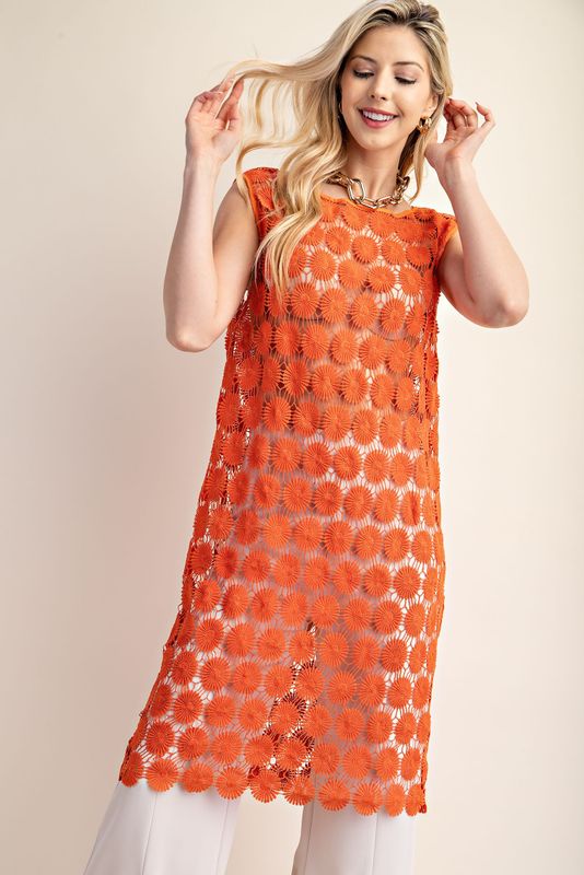Orange Daisy Cut Out Tunic/Dress