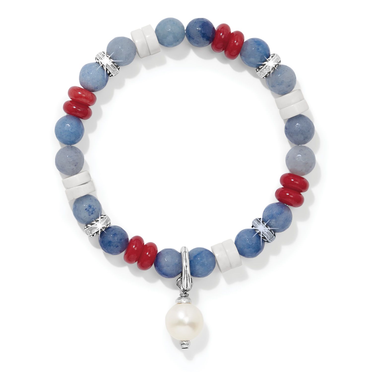 Americana Beach Pearl Charm Stretch Bracelet