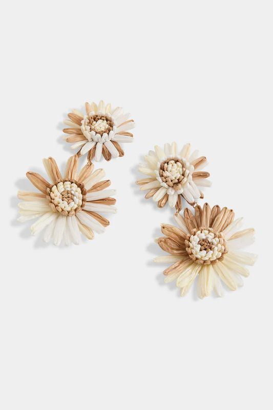 Ivy Rafia Floral Earrings