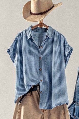 Chambray Pinstripe Summer Top