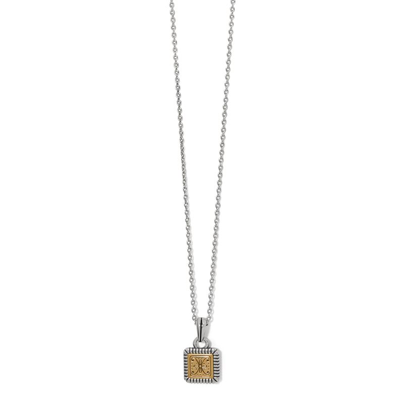 Mosaic Two Tone Mini Tile Necklace - Silver-Gold, OS