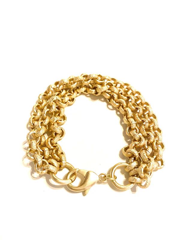 Tabby Textured Mini Rolo Three Strand Gold Bracelet
