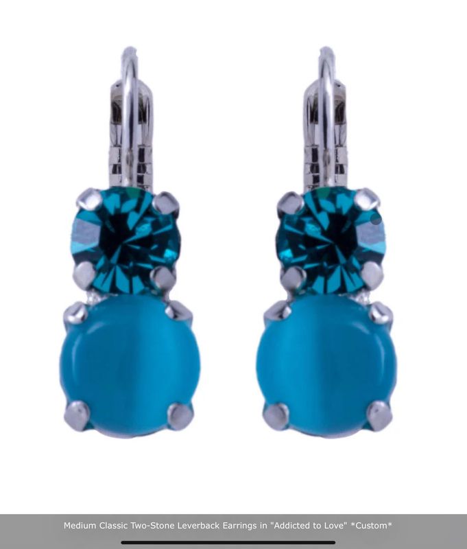 Blue Mariana “Addicted to Love” Two Stone Dangle Earrings