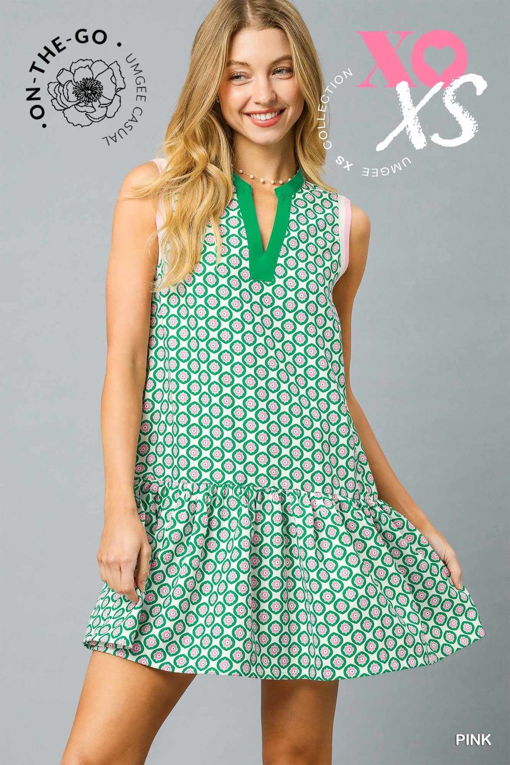 Geo Sleeveless Drop Waist Dress