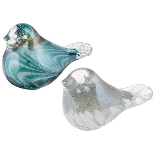 Painted Luster Glass Bird Green