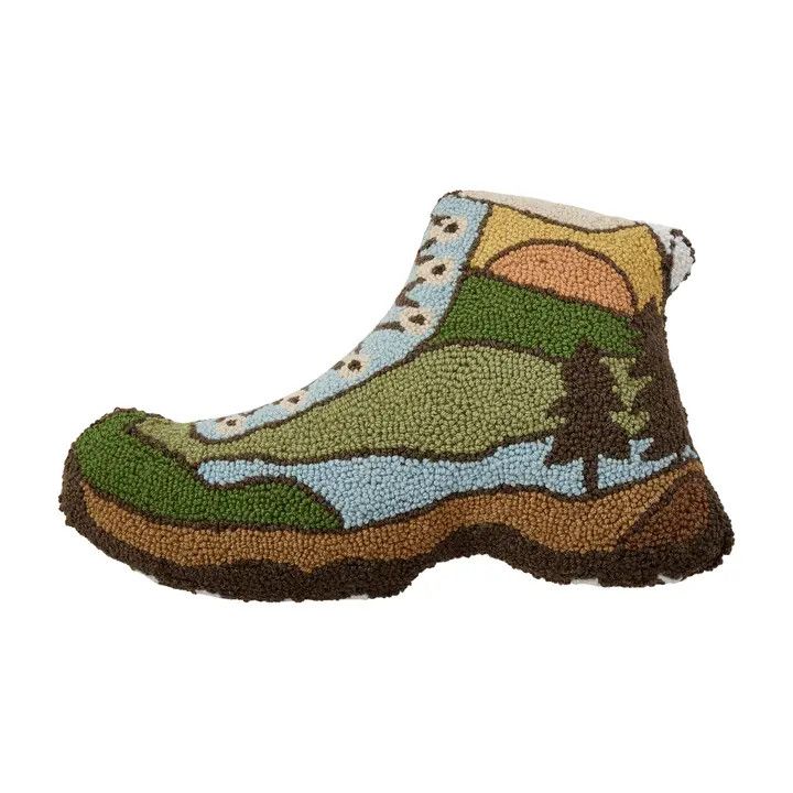 Hiking Boot Shaped Outdoors Hooked Pillow