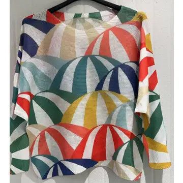 White Umbrella Round Knit Sweater O/S