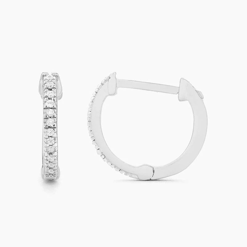 Half-Hearted Hoop Diamond Earrings Silver