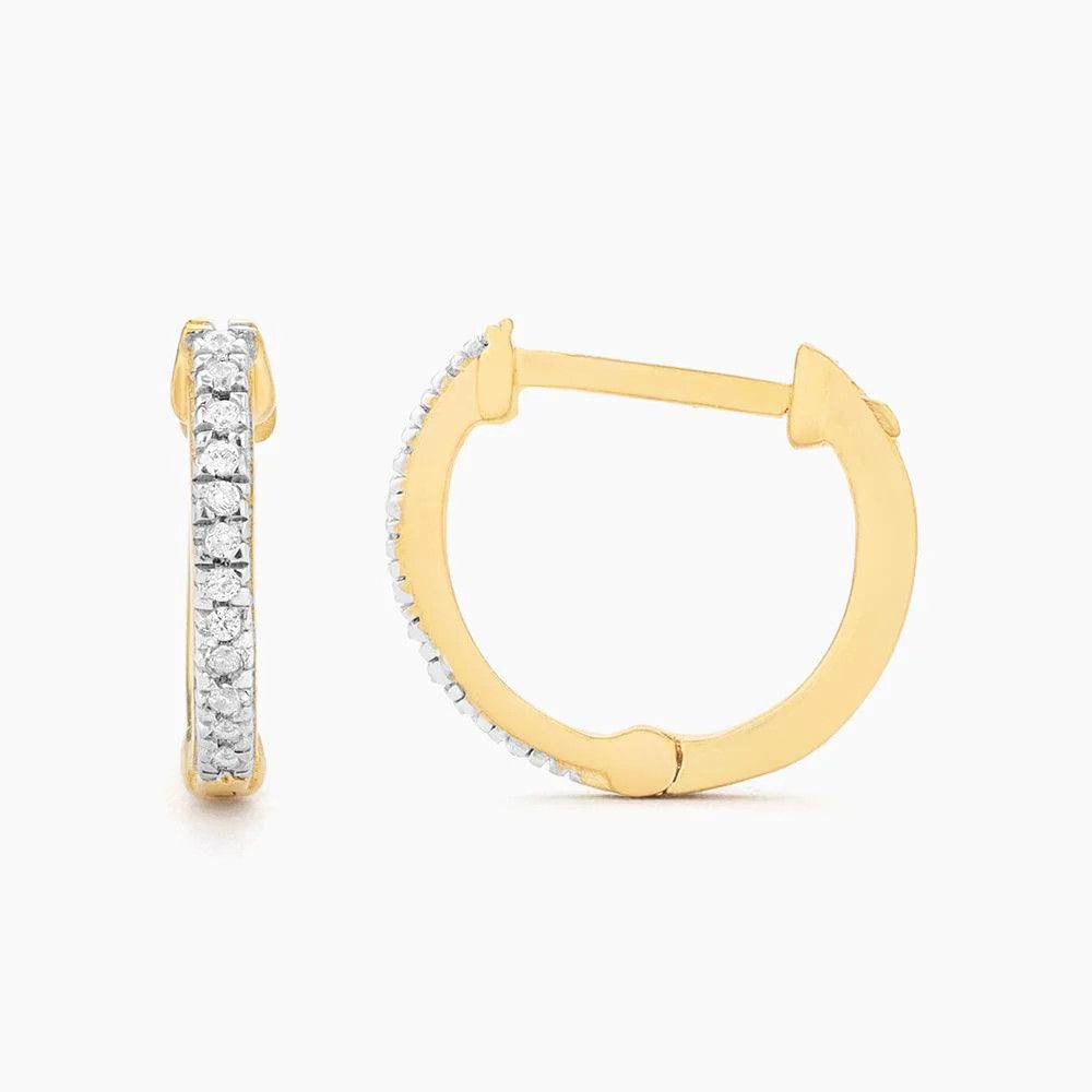 Half-Hearted Hoop Diamond Earrings Gold