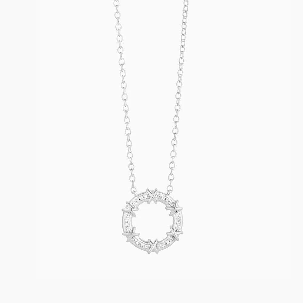 Knotted Wreath Pendant Necklace Silver