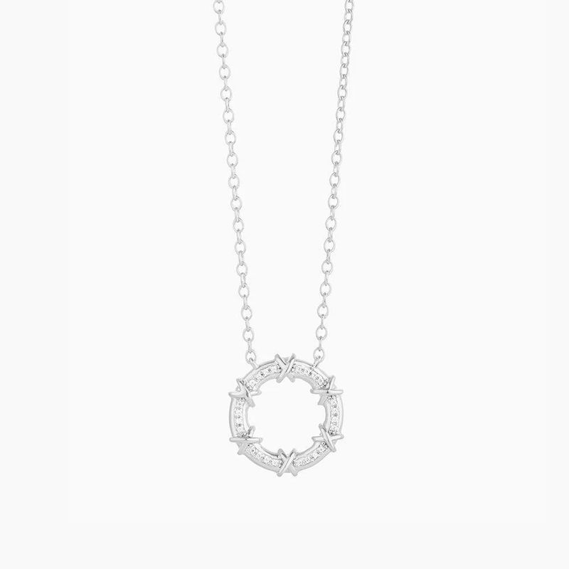 Knotted Wreath Pendant Necklace Silver