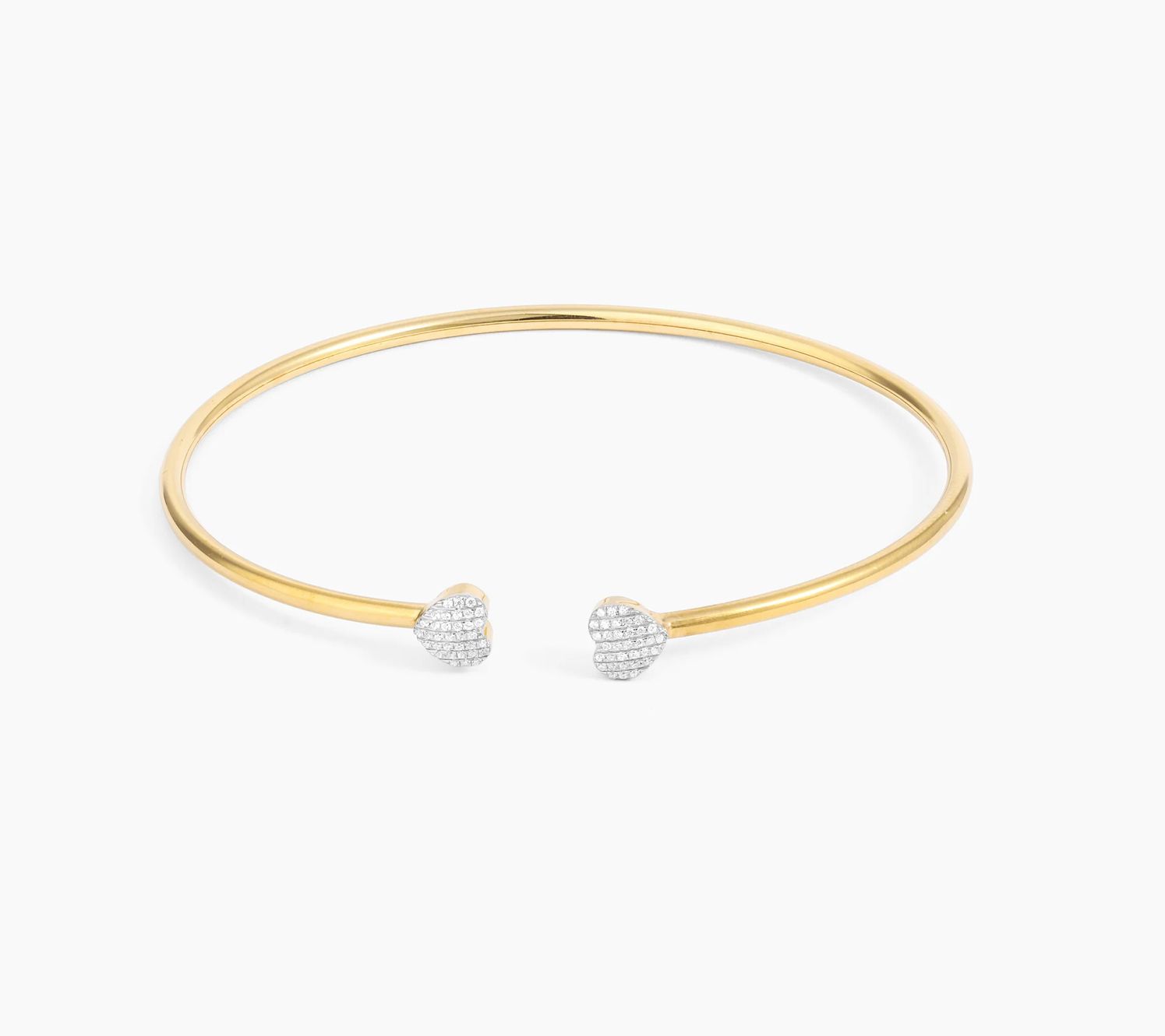 Twins Heart Cuff Bracelet Gold
