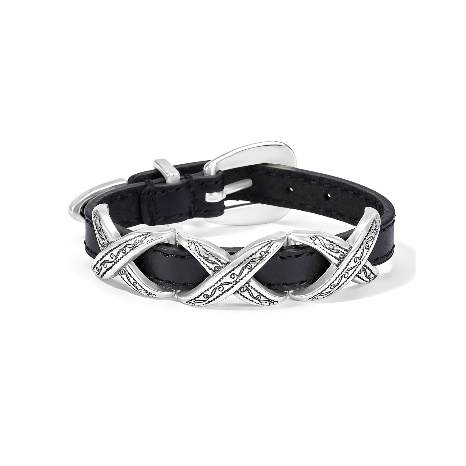 Kriss Kross Etched Bandit Bracelet, Color: Black