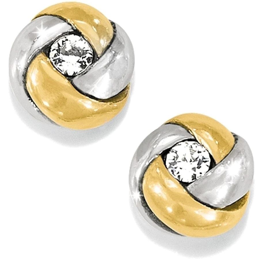 Two Tone Love Knot Mini Earrings