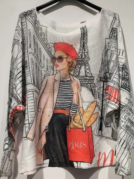 Paris Baguette Printed Sweater