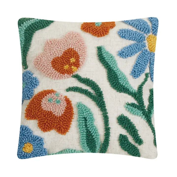 Rainbow Florals Hook Pillow 16x16