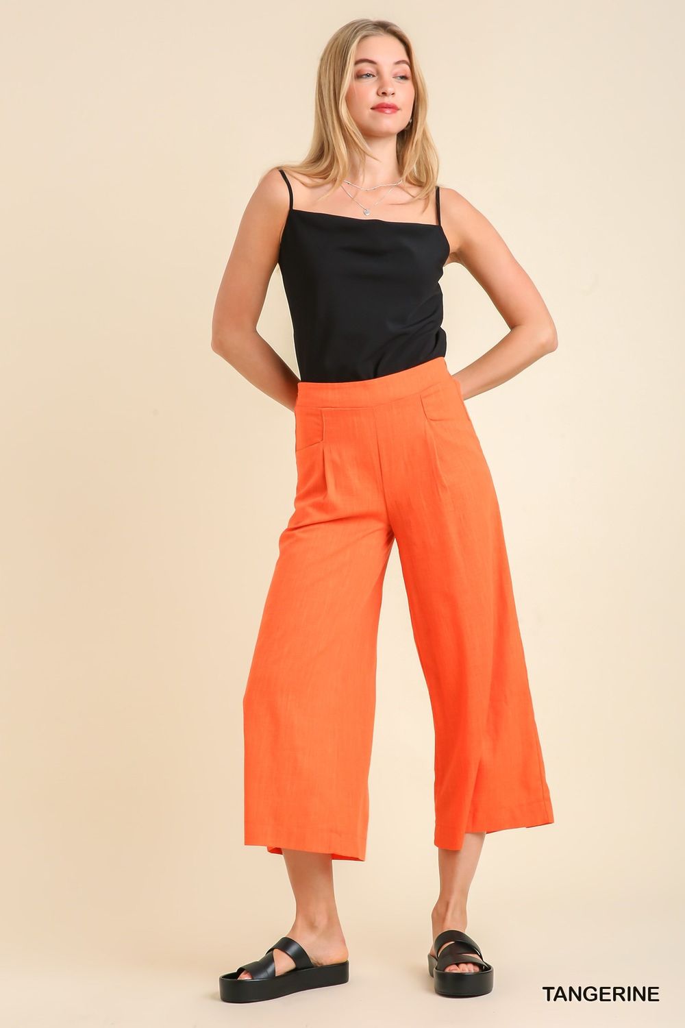 Tangerine Linen Blend Pants