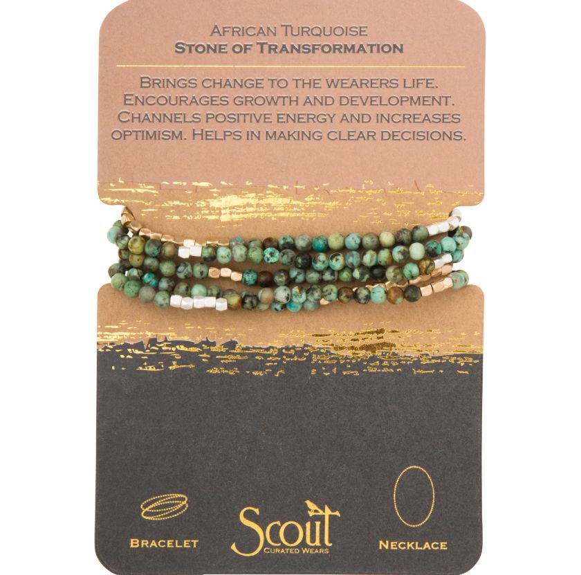 Stone Wrap bracelet/Necklace African Turquoise