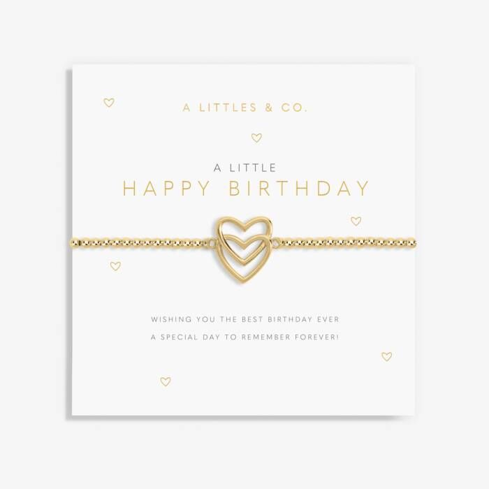 A Little Happy Birthday Double Heart Gold
