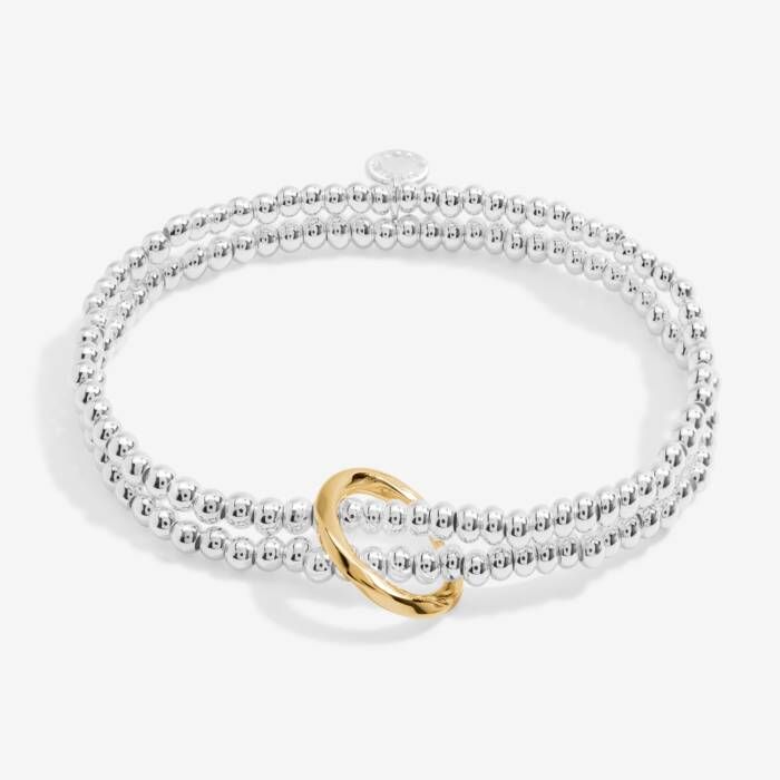 Bracelet Bar Twist Loop Silver w/Gold Ring