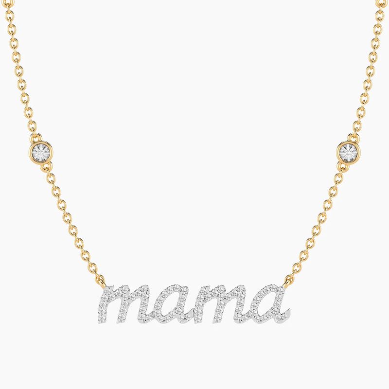 Lab-Grown Lucky Eight Mama Pendant Necklace